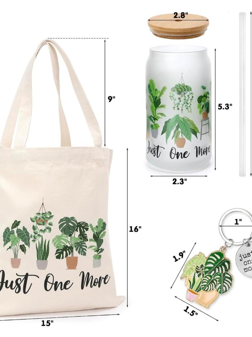 Plant Lover Gifts for Women, Plant Lady Tote Bag 16oz Just One More Iced Coffee - Picture 6 of 9